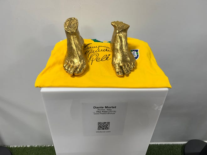 Italian artist Dante Mortet's sculpture of the Brazilian legend Pele's feet.