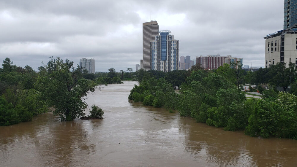 Buffalo Bayou flooding Hurricane Beryl