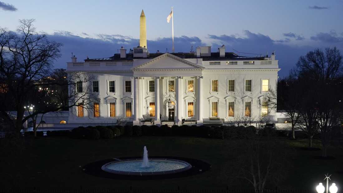 The White House is seen in the early morning before Inauguration Day ceremonies on Jan. 20, 2021.