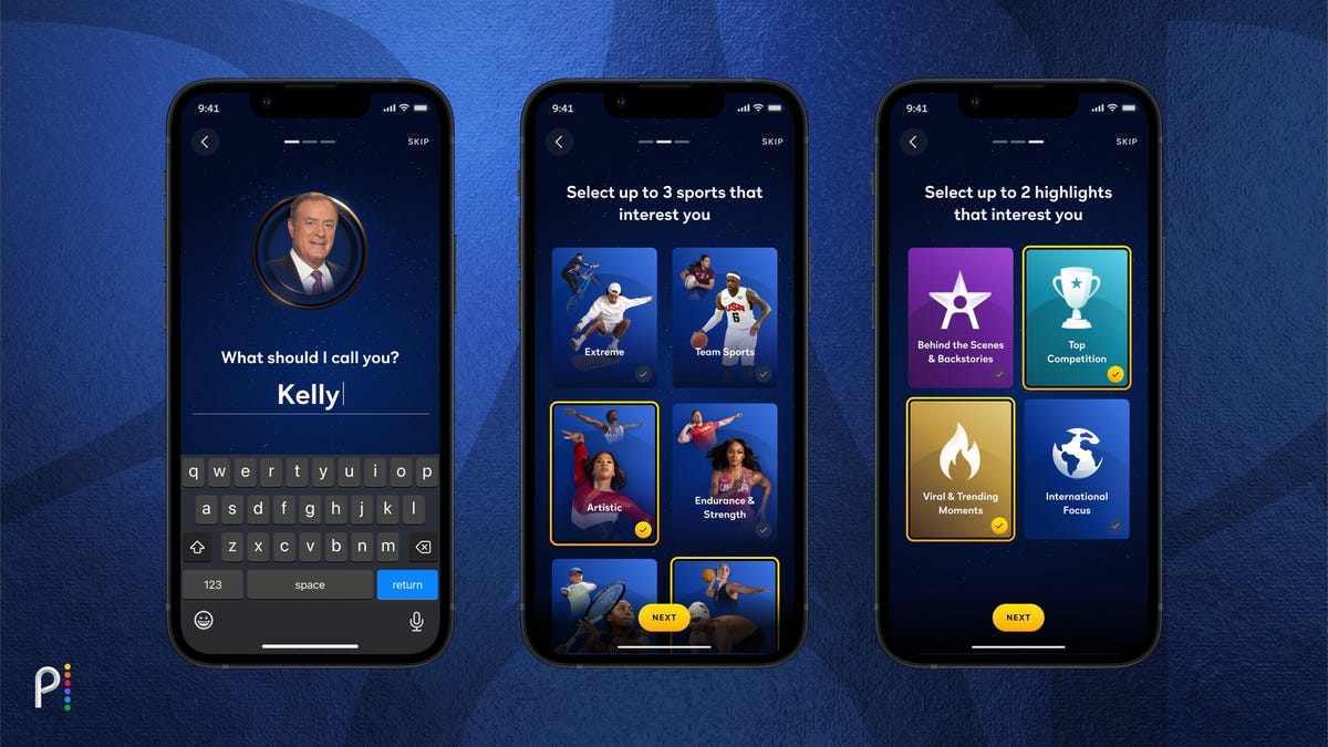 phone screens showing Olympics recap on peacock app