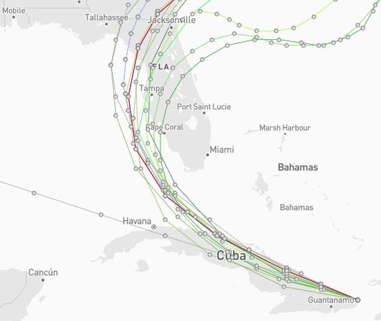 Spaghetti models for Invest 97L 6 a.m. Aug. 2, 2024.