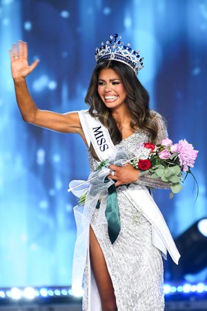 Alma Cooper, Miss Michigan USA, is crowned Miss USA 2024 onstage during the 73rd annual Miss USA Pageant at Peacock Theater on Aug. 4, 2024. in Los Angeles.