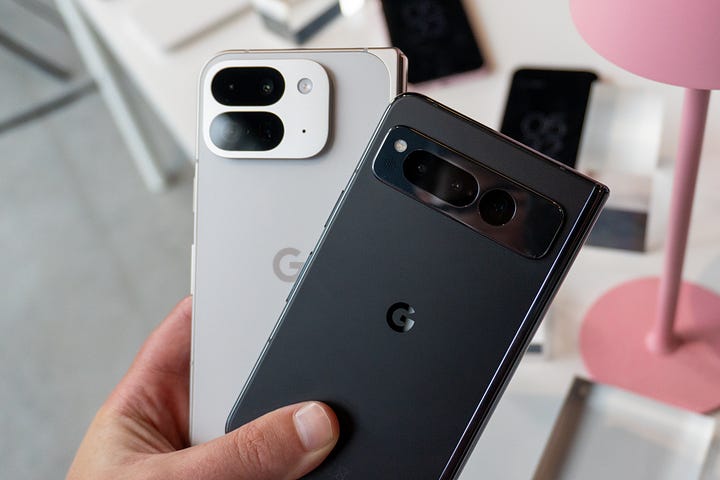 The Google Pixel Fold versus the Pixel 9 Pro Fold, captured by Max Buondonno for The Shortcut.