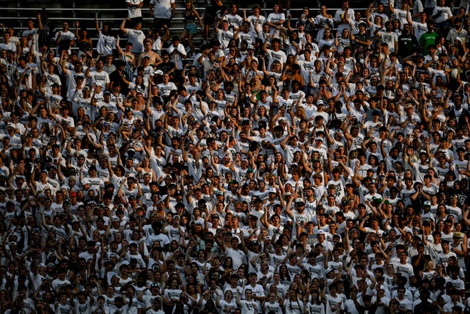 Michigan State fans cheer during the game against Florida Atlantic on Friday, Aug. 30, 2024, at Spartan Stadium in East Lansing.