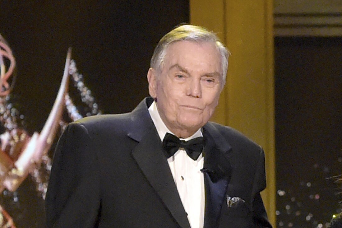 Host Peter Marshall appears at the 45th annual Daytime Emmy Awards at the Pasadena Civic Center on April 29, 2018, in Pasadena, Calif. Marshall, who spent 16 years as host of “The Hollywood Squares,” has died at 98.