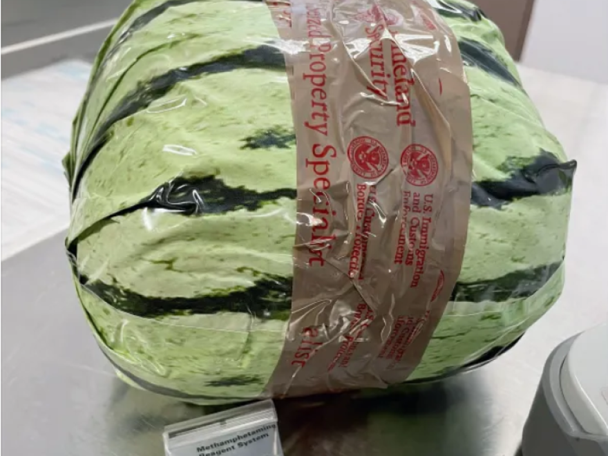 U.S. Customs and Border Protection officers discovered nearly $5 million worth of methamphetamine that was disguised as watermelons at a San Diego checkpoint on Aug. 16.