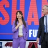 Nicole Shanahan appears on stage after presidential candidate Robert F. Kennedy Jr. announces her as his running mate during a campaign event on March 26.