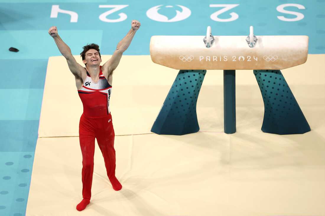 The U.S. gymnast Stephen Nedoroscik won the bronze medal in Saturday's pommel horse final at the Olympic Games in Paris.