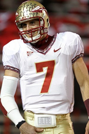 Florida State Seminoles quarterback Christian Ponder (7) before the game against the Maryland Terrapins on November 20, 2010, at Byrd Stadium in College Park, Maryland. Florida State beat Maryland 30-16. Mandatory Credit: Mitch Stringer-USA TODAY Sports