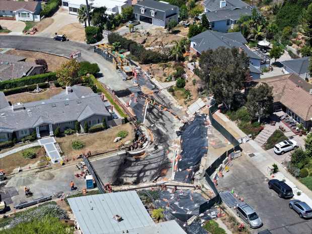 Slide damage on Dauntless Dr. in Rancho Palos Verdes on...