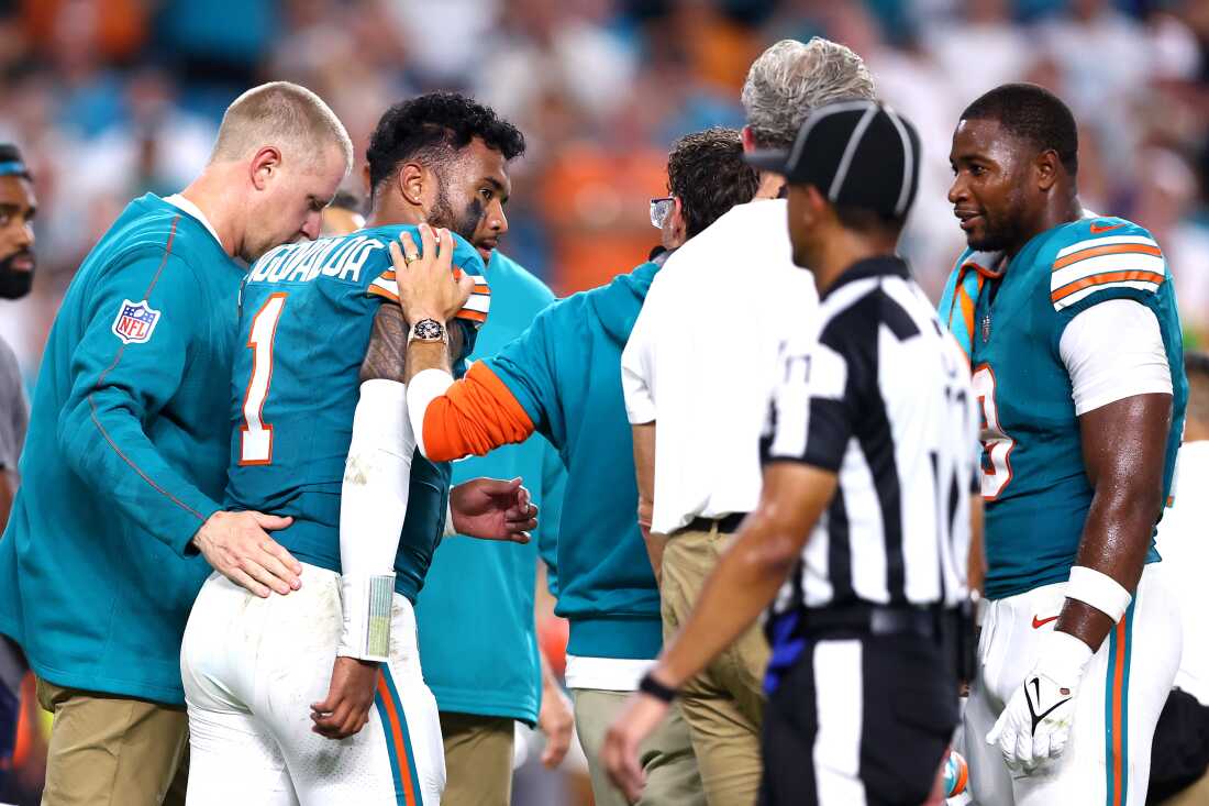 Tagovailoa walked off the field under his own power after sustaining a concussion during Thursday night's game against the Buffalo Bills.