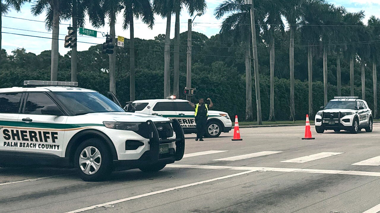 Sheriff vehicles are pictured near Trump International Golf Club, Sunday. Sept. 15, 2024, in West Palm Beach, Fla., after gunshots were reported in the vicinity of Republican presidential candidate former President Donald Trump. 