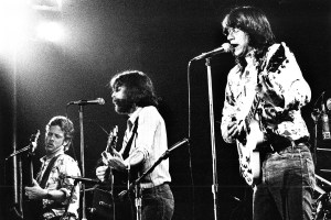 AMSTERDAM, NETHERLANDS: The Souther-Hillman-Furay Band perform live on stage in Amsterdam, Netherlands in 1976 L-R Chris Hillman, J.D. Souther, Richie Furay (Photo by Gijsbert Hanekroot/Redferns)