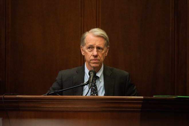 Dr. Andrew Clark, a child and adolescent psychiatrist, testifies during day three of Gregg's trial at Rankin County Courthouse in Brandon, Miss., on Wednesday, Sept. 18, 2024.