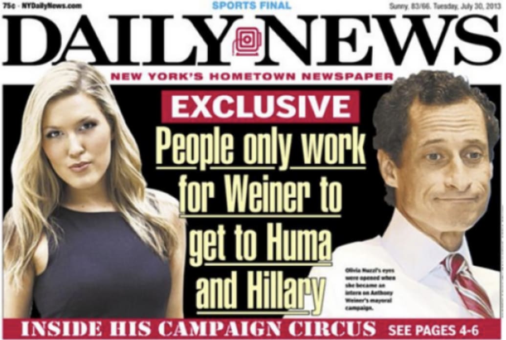 Cover story for New York Daily News written by Olivia Nuzzi.