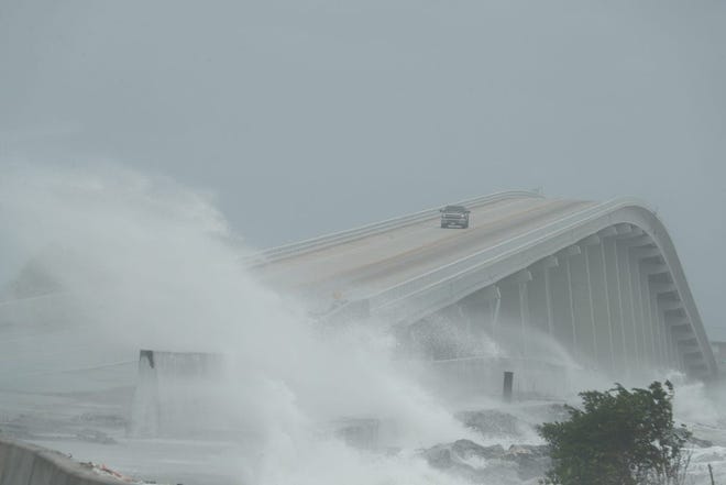 Strong winds and some partial flooding were visible in areas of Sanibel, Fla., on Thursday, September 26, 2024, as residents experienced some of the effects from Hurricane Helene.