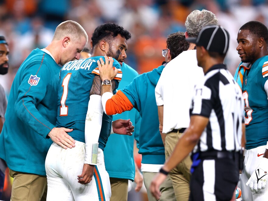 Tagovailoa walked off the field under his own power after sustaining a concussion during Thursday night's game against the Buffalo Bills. 