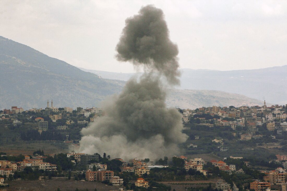 Smoke billows from the site of an Israeli air strike in the Lebanese village of Khiam, near the Lebanon-Israel border, on September 23, 2024. The Israeli military on September 23 told people in Lebanon to move away from Hezbollah targets and vowed to carry out more 