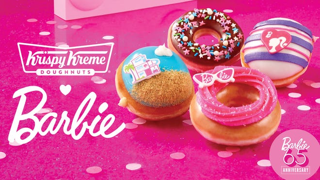 Krispy Kreme has teamed up with the Barbie brand on a new doughnut collection that celebrates the brand's 65th anniversary.