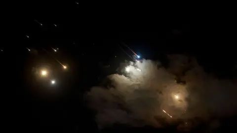 AFP Projectiles above Jerusalem during an Iranian ballistic missile attack on Israel (1 October 2024)