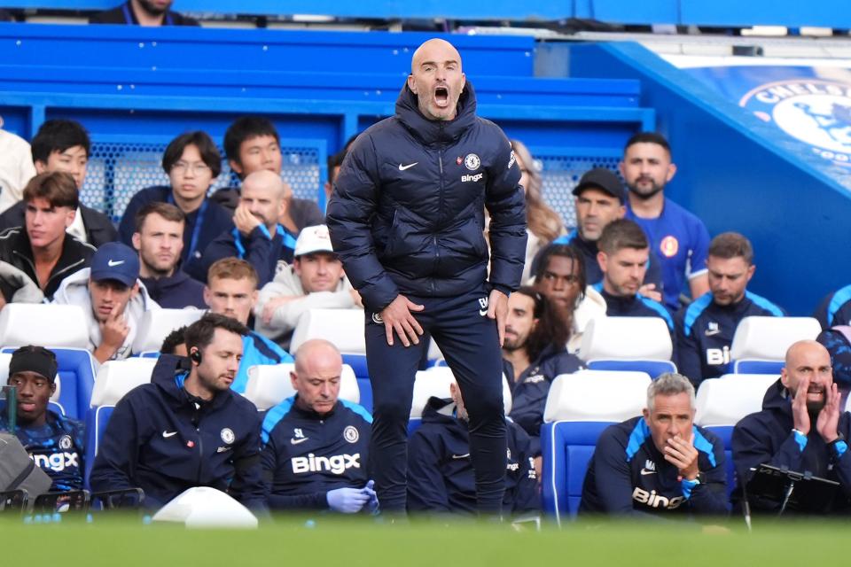 Chelsea manager Enzo Maresca shouts instructions to his players (Bradley Collyer/PA) (PA Wire)