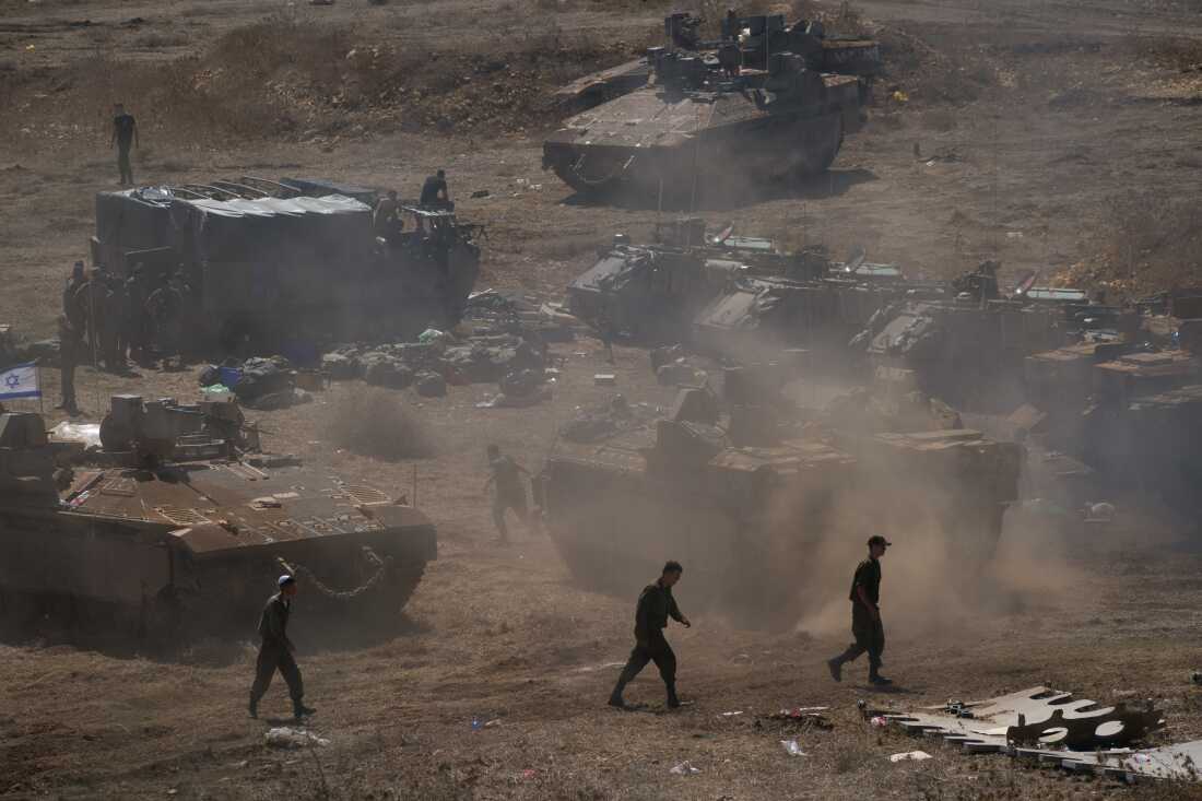 Tanks and troops amassed in northern Israel in preparation for a ground invasion of Lebanon Sept. 30.