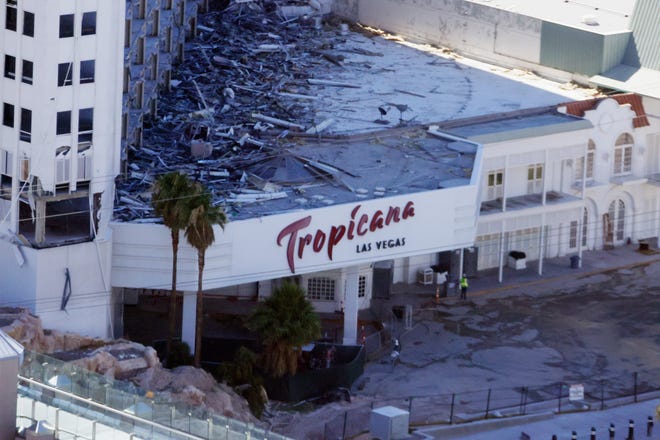 The closed Tropicana Las Vegas site on June 28, 2024 in Las Vegas, Nevada. The hotel-casino opened in 1957 and closed permanently in April 2024 to make way for a planned $1.5 billion, 33,000-seat domed stadium for Major League Baseball's Oakland Athletics.