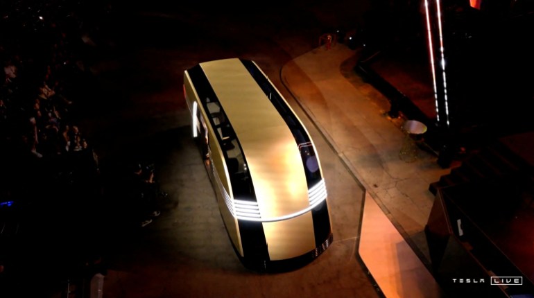 Tesla's robovan is unveiled at an event in Los Angeles, California, U.S.