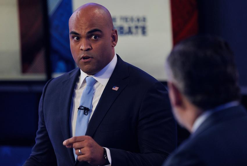 U.S. Rep. Colin Allred, D-Dallas, speaks during a debate for the U.S. Senate with U.S. Sen. Ted Cruz, R-Texas, hosted by WFAA on Tuesday, Oct. 15, 2024, in Dallas, Texas.