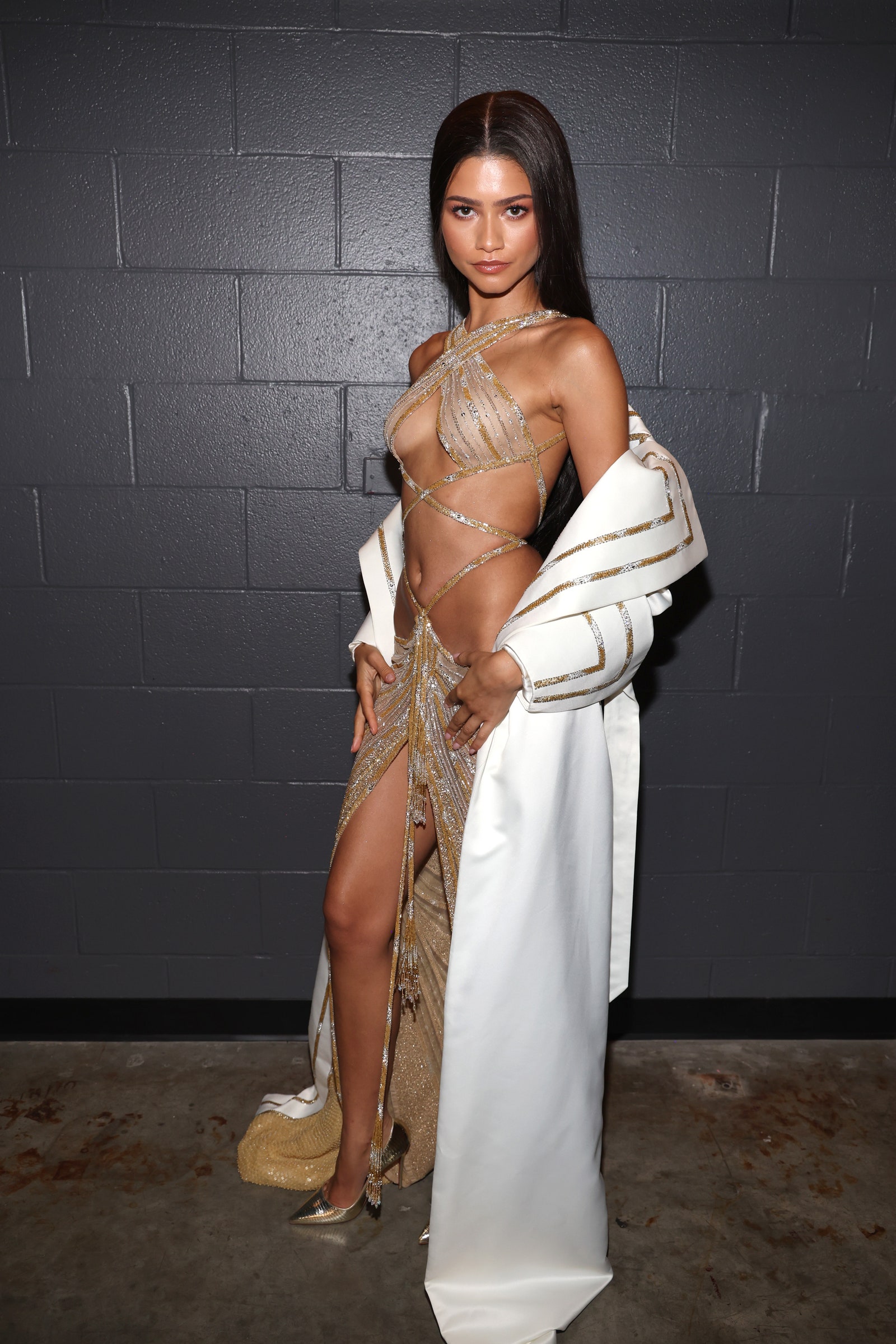 CLEVELAND OHIO  OCTOBER 19 Zendaya is seen backstage at the 2024 Rock  Roll Hall Of Fame Induction Ceremony streaming on...