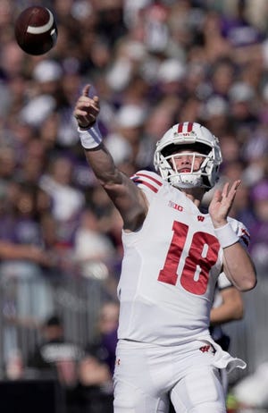 Wisconsin quarterback Braedyn Locke has seven touchdown passes and five interceptions this season. He took over as the starter early in the third game after Tyler Van Dyke was lost for the season with a torl ACL in his right knee.