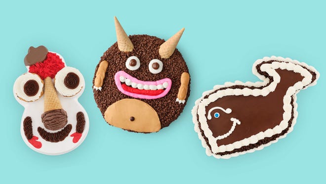 Carvel's ice cream character cakes include Crunchie Munchie Monster, at center.