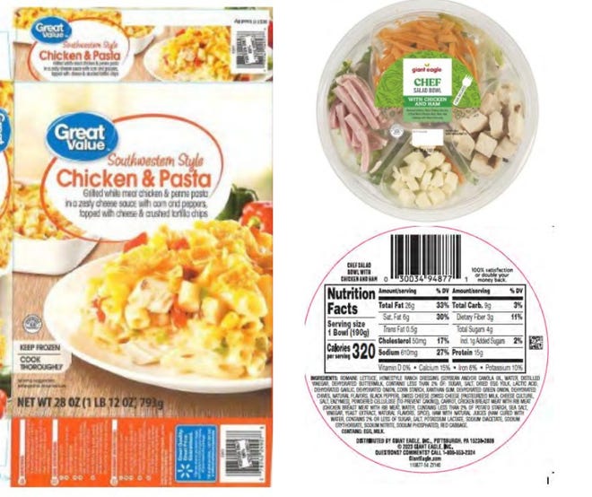 Two products with recalled BrucePac meat in them.