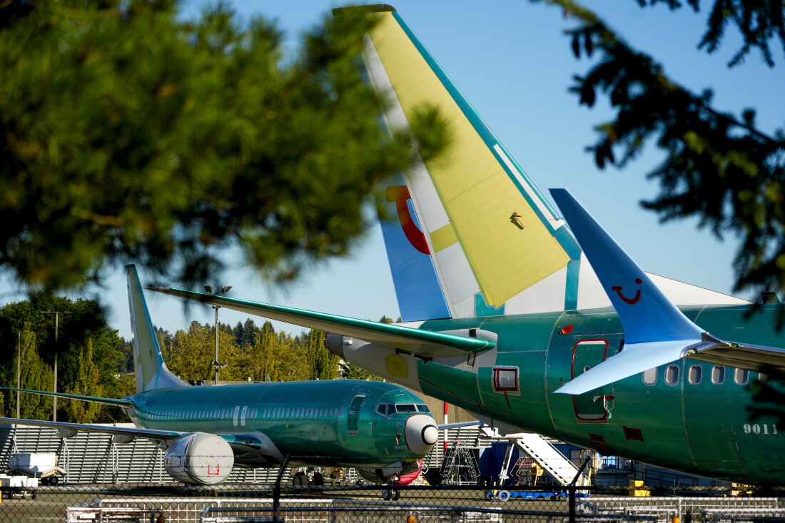 Unpainted Boeing 737 Max aircraft are seen on Sept. 24, 2024, at the company's facilities in Renton, Wash. (AP Photo/Lindsey Wasson, File)