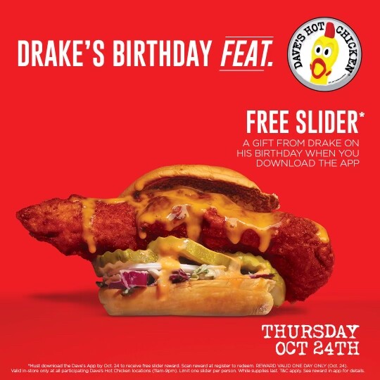 Dave's Hot Chicken Drake promo