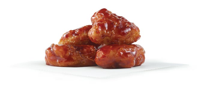 As part of Wendy's Halloween week deals, you can get a free 4-piece order Saucy Nuggs (Honey BBQ shown here) with any purchase on Thursday, Oct. 31.