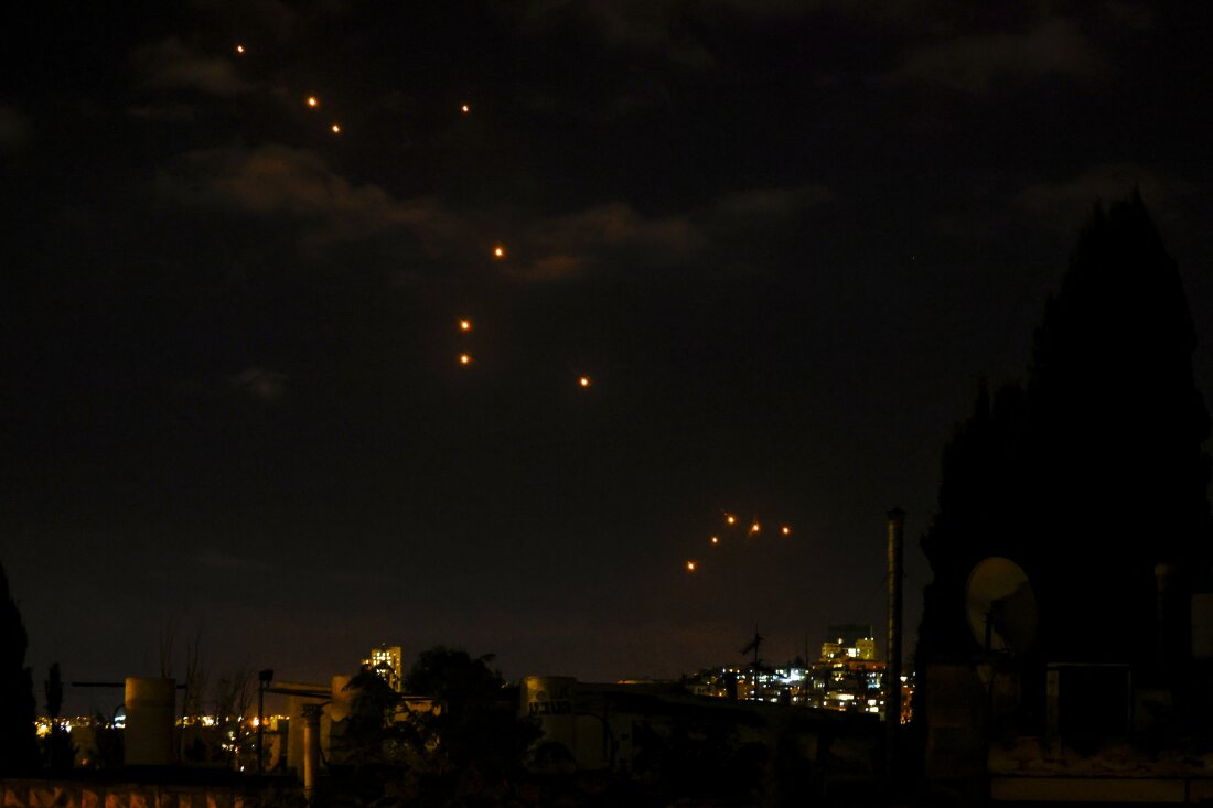 This picture shows projectiles above Jerusalem on Tuesday. Iran said it launched a missile attack at Israel in response to the killing of Hezbollah chief Hassan Nasrallah and other militant leaders last week.