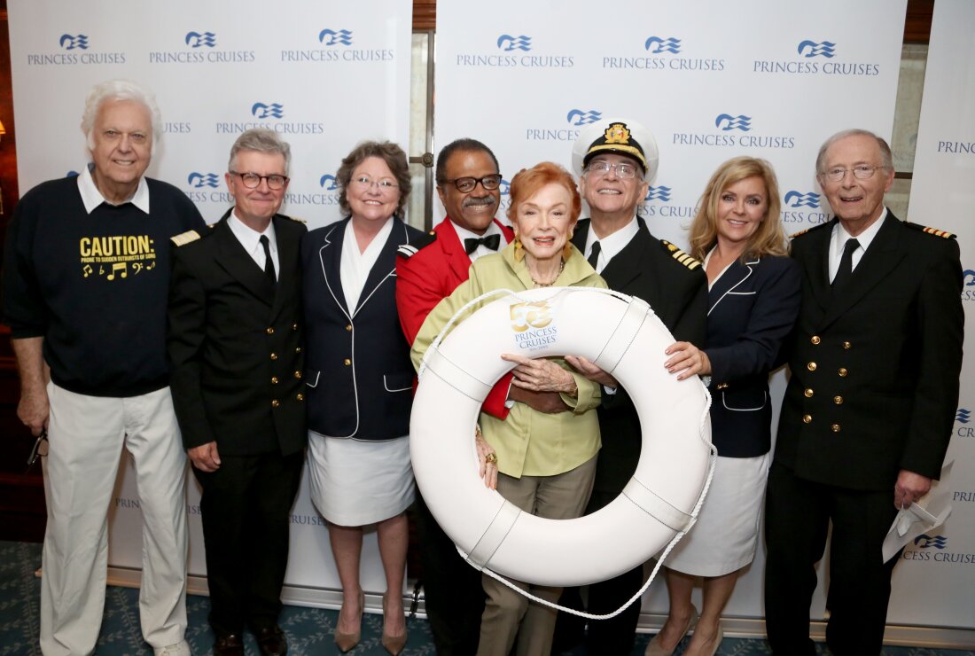 Jack Jones, left, appears with former cast members of The Love Boat in 2015.