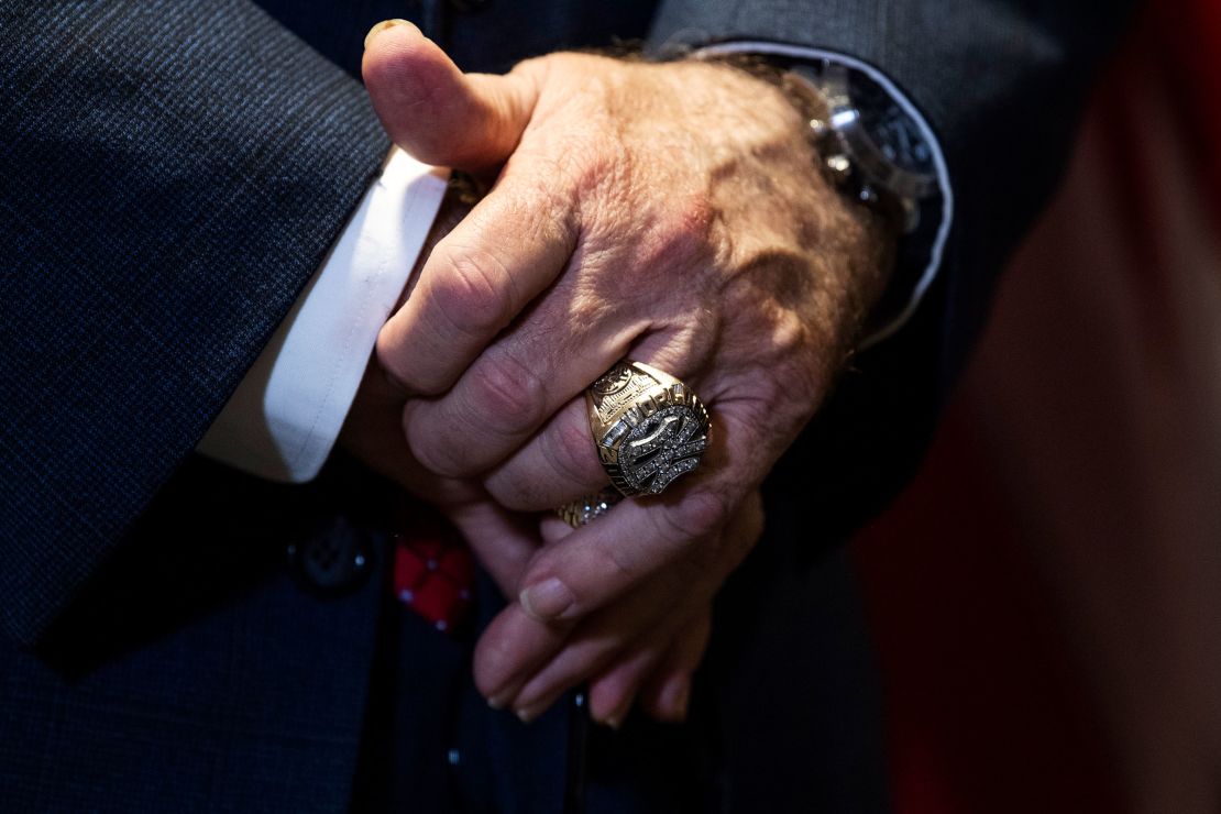 In this November 2020 photo, Rudy Giuliani wears a Yankees World Series ring during a news conference at the Republican National Committee on lawsuits regarding the outcome of the 2020 presidential election.