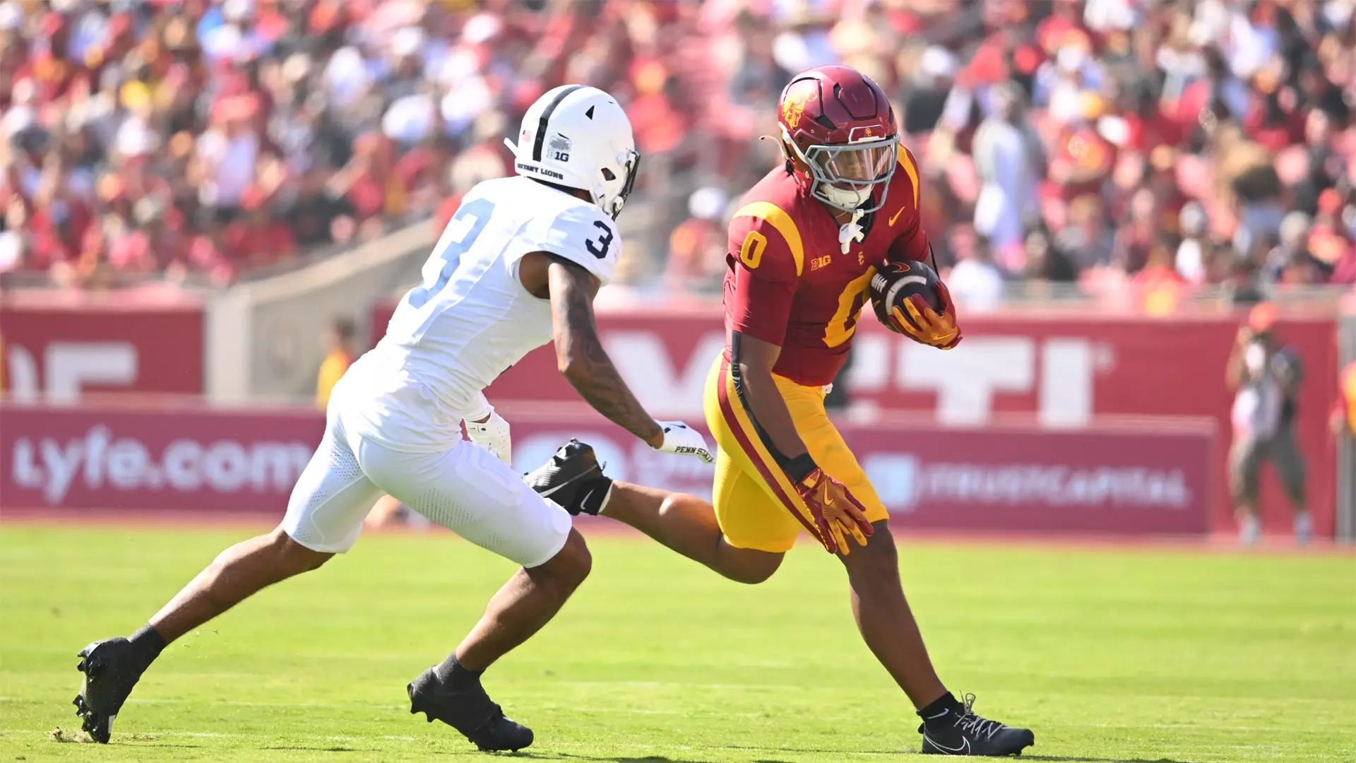 USC Trojans Football Running Back Quinten Joyner rushes against Penn State