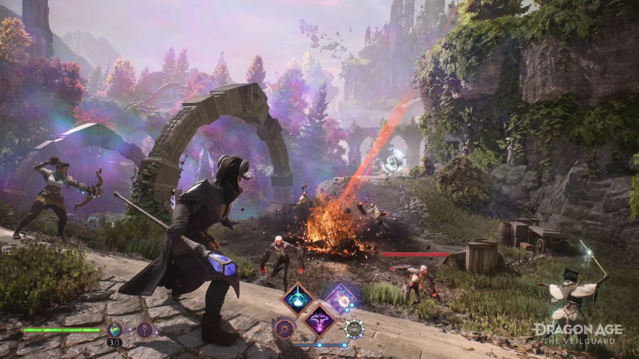 Protagonist Rook showing off their latest magical moves in Dragon Age: The Veilguard.