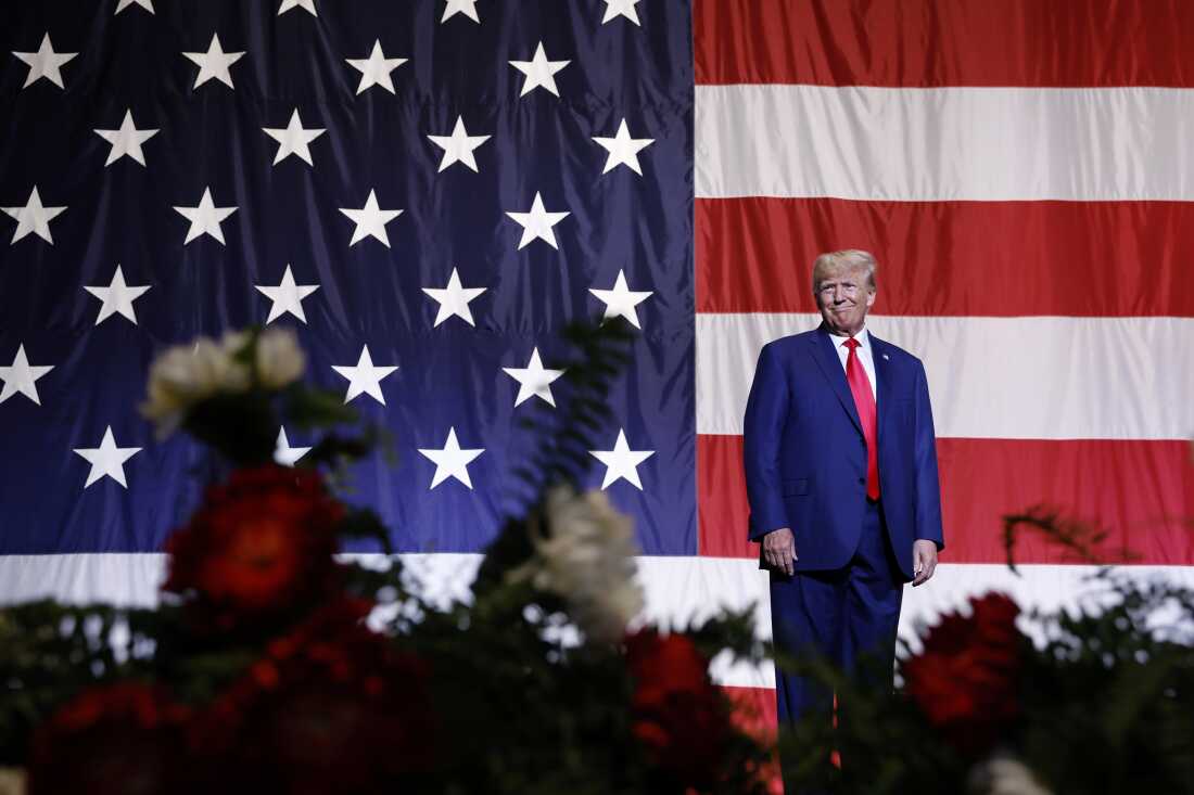 President-elect Donald Trump delivers remarks during the Georgia state GOP convention in June 2023 after a grand jury indicted him on 37 felony counts in Special Counsel Jack Smith's classified documents probe.