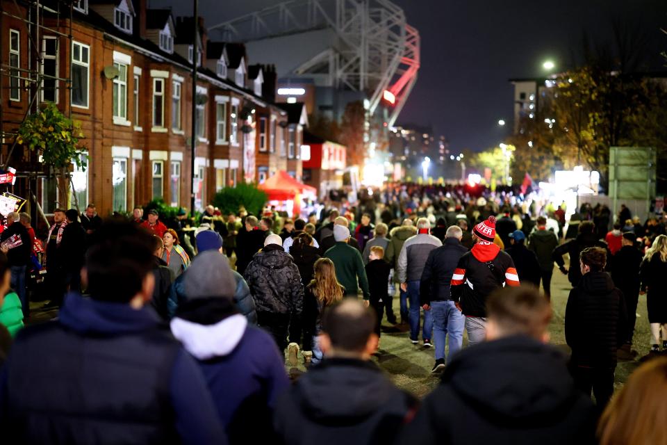 Manchester United fans arrive at Old Trafford for kick-off (Getty Images)