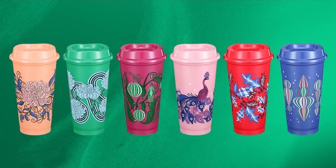 Starbucks released a set of new color changing hot cups as part of the 2024 holiday collection.